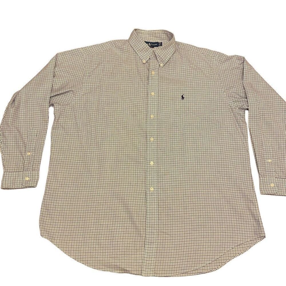 Ralph Lauren Yarmouth Blue and‎ White Plaid Long Sleeve Button Down Shirt